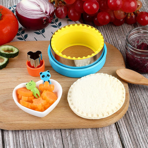 Sandwich Cutter and Sealer,Round Heart Star 3Pcs Shapes Sandwich Decruster Press Mold+8pcs Stainless Steel Mini Vegetable Cookie Cutters,Bread San...