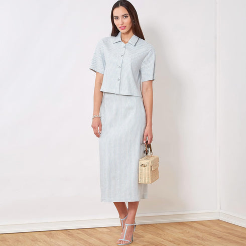 New Look Misses' Cropped Top and Pencil Skirt Sewing Pattern Kit, Code N6697, Sizes 6-8-10-12-14-16-18...