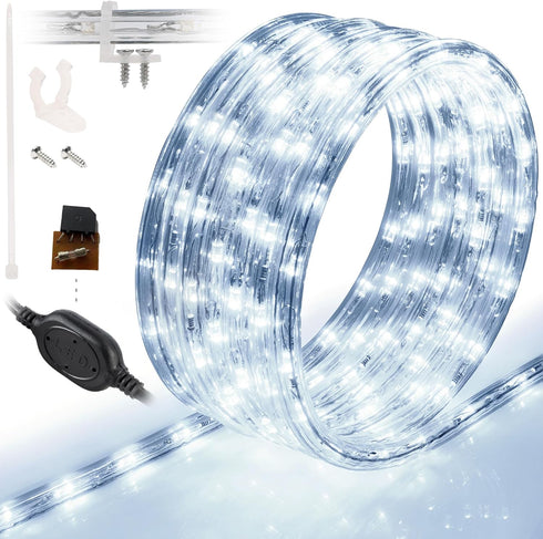 WYZworks 288LEDs 25ft LED Outside Rope Lights, Outdoor ETL Certified Waterproof Permanent 360 Degree Light Emitting, Flexible Tube, Connectable, C...