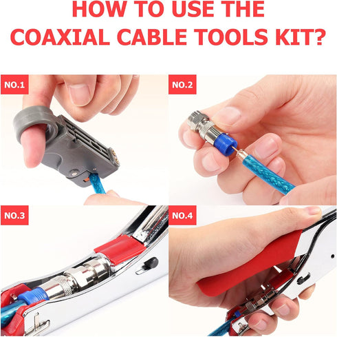Knoweasy Compression Tool Kit - Coaxial Cable Crimper, Cutter with 20pcs Connectors - Professional Coax Tool Set for RG59/RG6 Coaxial Compression ...