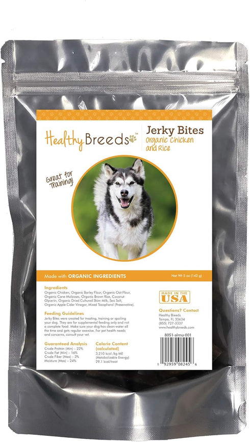 Healthy Breeds Alaskan Malamute Jerky Bites Chicken & Rice Recipe Dog Treats 5 oz...