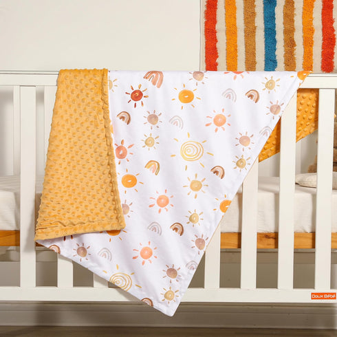 Sun Baby Blanket for Boys Girls Unisex Soft Plush Nursery Blankets Double Layer Dotted Backing sun printed Bed Throws for Crib Stroller Swaddle Re...