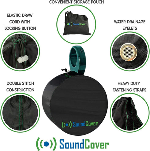 Marine Wakeboard Tower Speaker Covers for 8” Round Speakers – 210T Polyester with Silver UV Coating – Water-Resistant, Double-Stitched with Drawco...