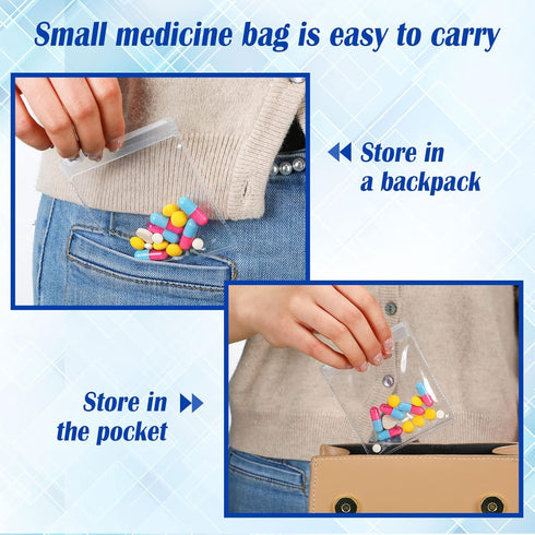 Pill Pouch Bags Zippered Pill Pouch Reusable Pill Baggies Clear Plastic Pill Bags Self Sealing Travel Medicine Organizer Storage with Slide Lock f...