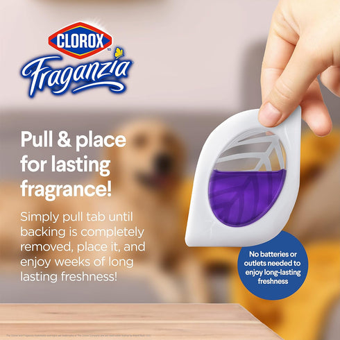 Clorox Fraganzia Small Room Air Freshener in Lavender with Eucalyptus |Peel & Place Air Freshener, No-Plug, Battery-Free for Closets, Laundry Room...
