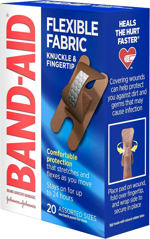 Band-Aid Brand Flexible Fabric Adhesive Bandages for Wound Care and First Aid, Finger and Knuckle, 20 ct (Pack of 6)...