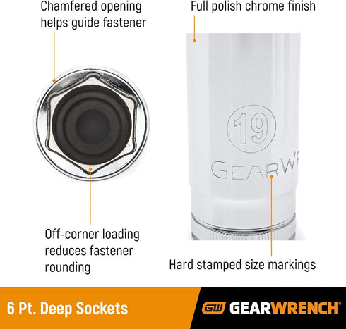 GEARWRENCH 3/8" Drive 6 Pt. Deep Socket, 10mm - 80392...