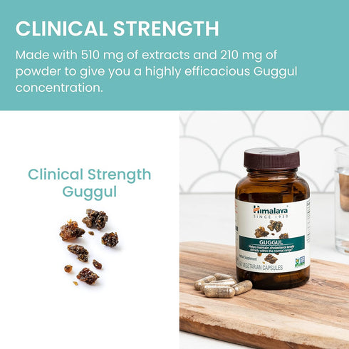 Himalaya Guggul, Cholesterol Supplement for Healthy LDL, HDL, and Triglyceride Levels, 750 mg, 60 Vegetarian Capsules, 1 Month Supply, 2 Pack...