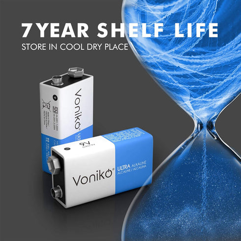 Voniko 9V Batteries - Alkaline 9V Battery 2 Pack - Ultra Long Lasting with a 7 - Year Shelf Life...