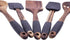 TOOKSA- Premium 5 Piece Acacia Multi-Toned Light and Dark Wooden Spoon, Turner and Spatula Utensil Set with Silicone, Rubber, Non-Slip Handles (Bl...