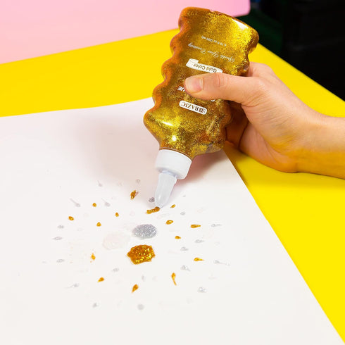 BAZIC Glitter Glue Silver Gold Iridescent Metallic Color, Non-Toxic Washable Glitter Glue for Paints Art Crafts, Gift for Kids (6.76oz/Pack), 3-Pa...