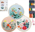 Ahapego Embroidery Kit for Beginners Adults, 3 Sets Hand Embroidery Kit DIY Crafts, Embroidery Stitch Practice Kits with Stamped Pattern, Easy to ...