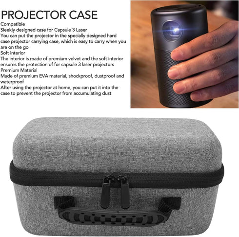 Projector Carrying Case for Capsule 3 Lasers 1080P Grey, EVA Projector Bag Durable Waterproof Shakeproof Portable Mini Projector EVA Hard Travel S...