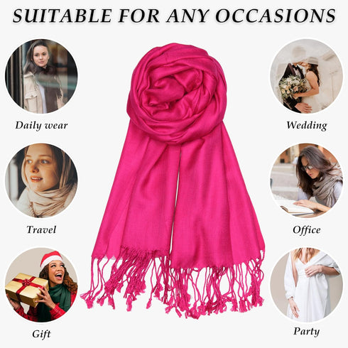 Achillea Large Soft Silky Pashmina Shawl Wrap Scarf in Solid Colors...