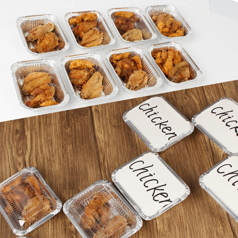 50 Pack Small 8 OZ/230ML Capacity Disposable Takeout Foil Pans with Clear Plastic Lids - Aluminum Foil Food Containers with Strong Seal for Cateri...