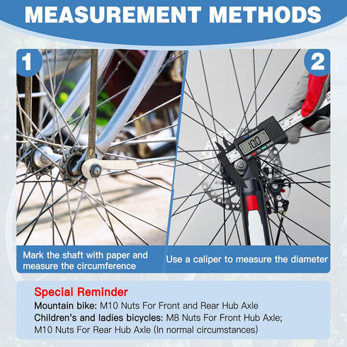 Zacro 18pcs Bike Wheel Axle Nut and Bicycle Hub Safety Washer Kit, M8 M9.5 M10 Bicycle Hub Flanged Axle Nuts, Bike Parts Accessories for Front and...