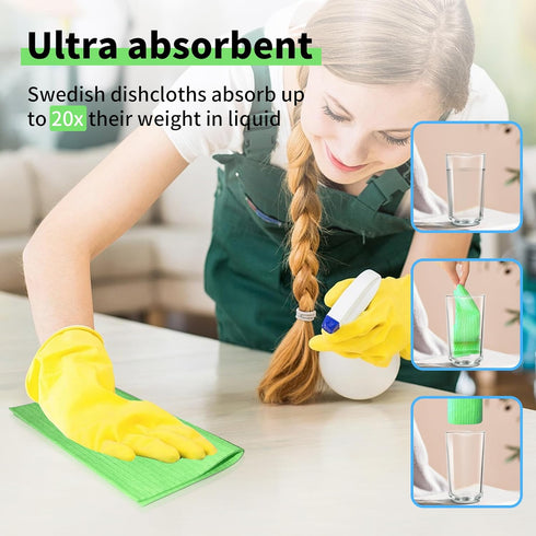 10 Pack Swedish DishCloths for Kitchen-Reusable Paper Towels Washable- Eco Friendly Cellulose Sponge Microfiber Dish Cloths-Absorbent and No Odor ...