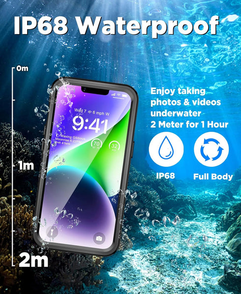 Unitedtime Magnetic for iPhone 14 Pro Case Waterproof with Built-in Screen Protector,Compatible with MagSafe Shockproof Dustproof Heavy Duty Full ...