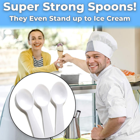 Extra Sturdy, BPA Free 200ct Plastic Tasting Spoons. Disposable Mini Tasters for Small Sampling or Individual Portions of Ice Cream, Sauces and Ap...