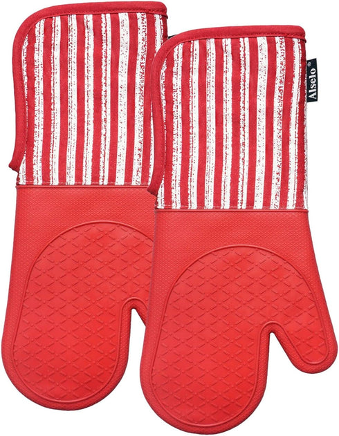 Silicone Oven Mitts Heat Resistant 932? with Waterproof & Non-Slip Kitchen Mittens, Set of 2 Extra Long Oven Gloves with Soft Cotton Terry Lining ...
