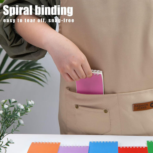Koogel Top Bound Pocket Notebooks, Small Spiral Memo Pads Lined 3x5 Ruled Pocket Notebook Durable Cover Notebooks 50 Sheets/6 Pads for Office Scho...