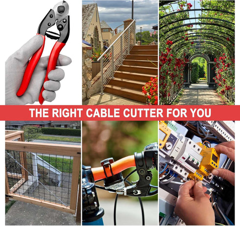 Sanuke Cable Cutter Wire Rope Heavy Duty up to 5/32" Stainless Steel Aircraft for Deck Railing Metal Fence Bicycle Brake Cutter with 6Pcs Crimping...