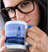 3dRose, Lake Michigan, Charlevoix Lighthouse-US23 WBI0323-Walter Bibikow Two Tone Mug, 11 oz, Blue/White...