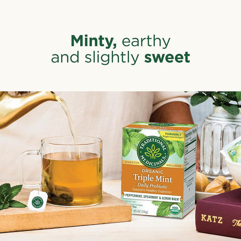 Traditional Medicinals Tea, Organic Triple Mint, Supports Healthy Digestion, Includes 16 Tea Bags...