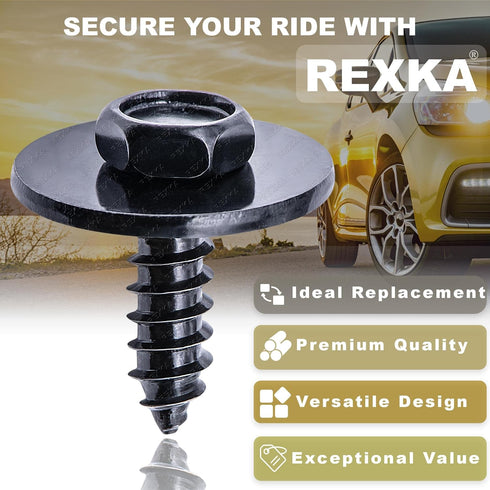 Rexka 20 pcs M4.8-1.61 x 16mm Hex Head Sems Screws for BMW Wheel Arch Trim Underfloor Coating Rear Trim Cover Underhood Shield 07147129160 E46 E60...