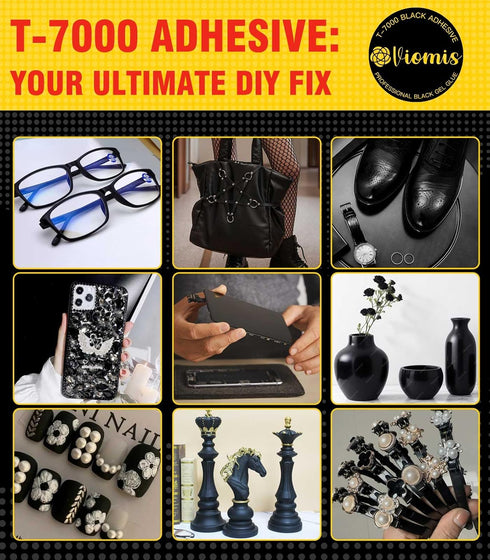 T-7000 Black Adhesive Glue for Phone, Waterproof Jewelry Glue Precision Craft Adhesive for Cell Phone Screen Repair Glass Wood Crafts Metal and St...