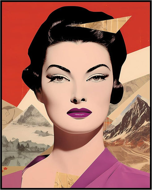 Posterizer 1 pcs-vintage woman with landscapes collage-Retro Art-Abstract & Modern Art-Gift for Art Lovers-Gifts for Women- UNFRAMED Wall Art...