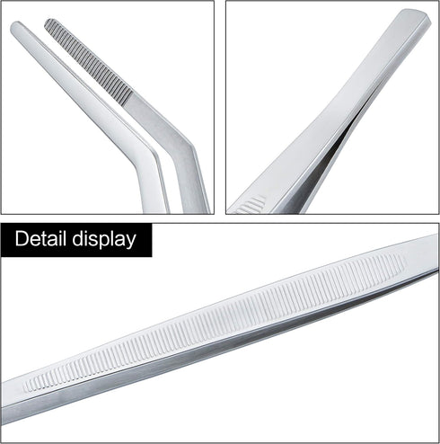 MSY BIGSUNNY Professional Chef Kitchen Cooking Precision Tweezers Culinary Curved Tip Tongs for Baking Decorating (1, 9.5")...