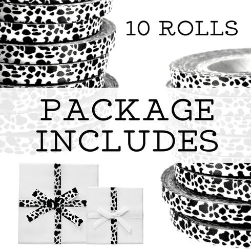 10 Yards x 10 Rolls Cow Print Ribbons – 10PCS Cow Print Ribbons 10 Yards Each Curling Ribbon Cow Ribbon for Children's Party Western Cowboy Theme ...