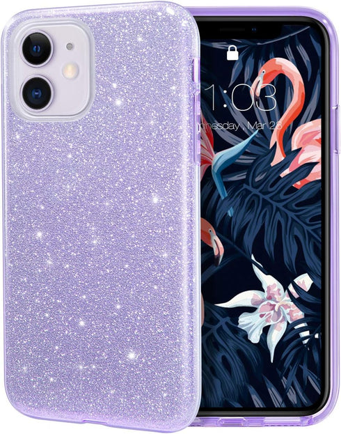MILPROX Case Compatible for iPhone 11, Bling Sparkly Glitter Luxury Shiny Sparker Shell, Protective 3 Layer Hybrid Anti-Slick Slim Soft Cover for ...