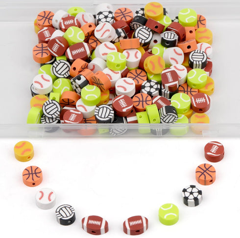 180 Pcs Sports Ball Polymer Clay Beads for Bracelets Charms Making Pony Beads Shapes for Friendship Bracelets Spacer Beads Supplies for DIY Bracel...