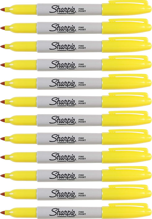 Sharpie Yellow, Permanent Markers, Fine Point Tip, 12-Count...