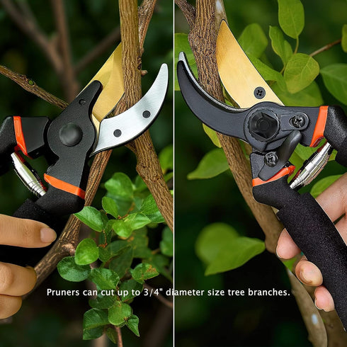 Garden Pruning Shears - Handheld Sharp Garden Scissors, Pruners for Gardening, Flower & Plant Trimming, High Carbon Steel Garden Clippers - Ergono...