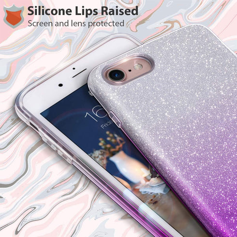 MATEPROX Compatible with iPhone Se 2022 case,Glitter Bling Sparkle Cute Girls Women Protective Case (Gradient Purple)...