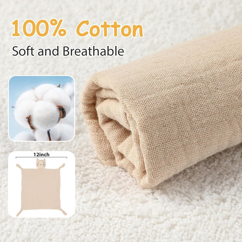 Cat Loveys for Baby Muslin Baby Security Blankets for Babies Soft Breathable Cotton Cat Baby Snuggle Animals for Newborn for Boys and Girls Neutra...