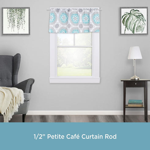Kenney KN55250 Davenport Ball End Petite Café Decorative Window Curtain Rod, 28-48" Adjustable Length, White Finish, 1/2" Diameter Steel Tube...