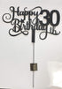 Black Glitter 30th Birthday Cake Topper, Happy 30th Birthday Cake Topper, 30th Birthday Party Decorations...
