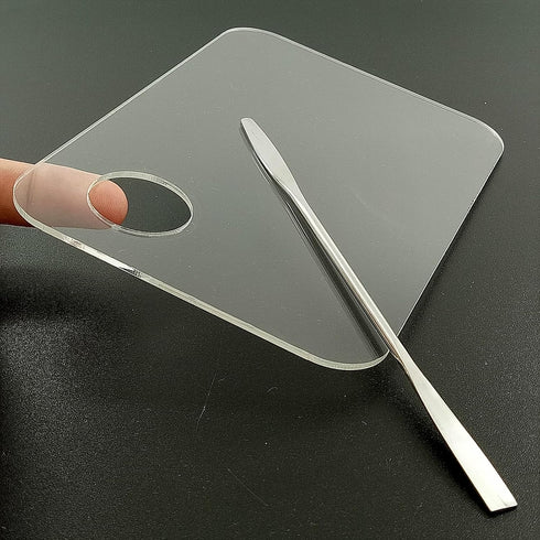 2 Pcs Acrylic Makeup Palette Makeup Mixing Tray with Makeup Spatula for Beauty Salon Color Cream Liquid Foundation Mixing Palette (Rectangular)...