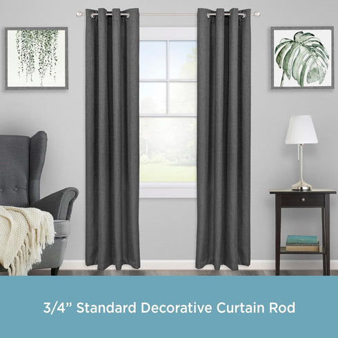 Kenney KN80102 Mercer Ball End Standard Decorative Window Curtain Rod, 36-66" Adjustable Length, Brushed Nickel Finish, 3/4" Diameter Steel Tube...