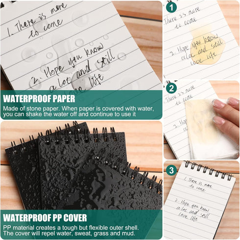 3 Pack Waterproof Spiral Notebook 3" x 5" Weatherproof Notepad Small Pocket Notebook Mini Pocket Notebook Police Notepad Tactical Steno Pads Memo ...
