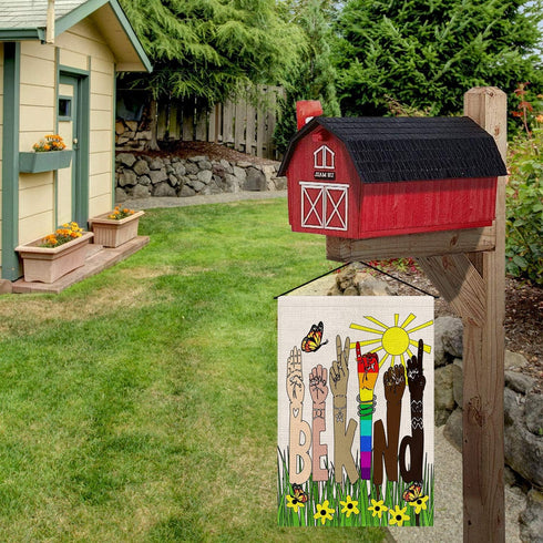 Be Kind Garden Flag Spring Summer Flower Small Yard Flag for Outside Decor Burlap LGBT Garden Banner 12x18 Inch Double Sided HYQ-225...