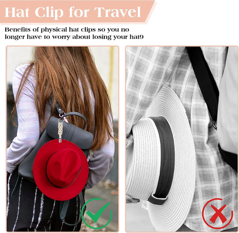 3 Pcs Hat Clip for Travel on Bag, Knitting Hat Holder Cap Clip for Bag Multifunctional Duckbill Hat Clip for Travel on Bag, Women's Travel Accesso...