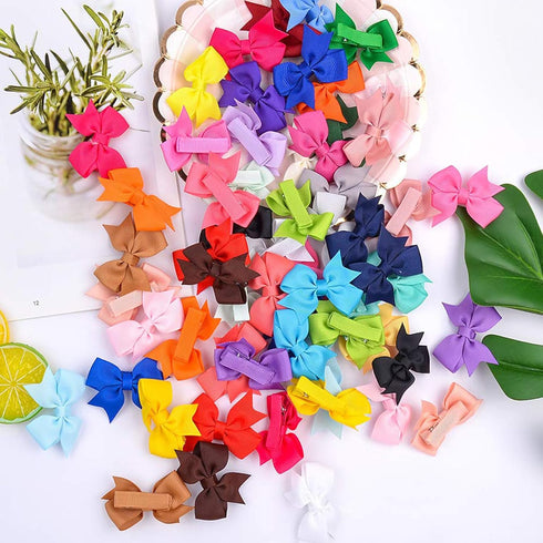 Hair Clips for Girls - 80PCS Fully Lined Tiny Alligator Bows in Pairs for Infants and Toddlers...
