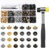 TLKKUE 120 Sets Leather Snap Fasteners Kit, Snap Buttons with Rubber Hammer, 10mm Metal Snap Buttons Press Studs with 4 Setting Tools, 6 Color Lea...