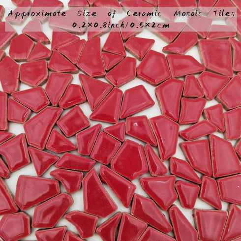 200g Ceramic Mosaic Tiles for Crafts,Irregular Stained Ceramic 0.2"x0.8" Porcelain Mosaic Tiles for Home Decoration (Red)...