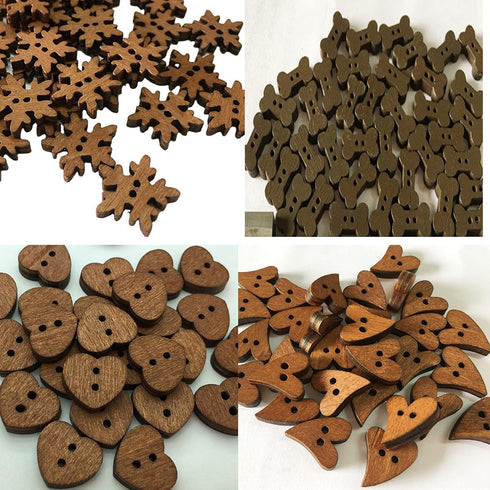 120PCS Assorted Wooden Buttons 2 Holes 12 Shapes Mixed Sewing Art Cloth Art DIY Craft Supplies Kit with Storage Box (12Assorted)...
